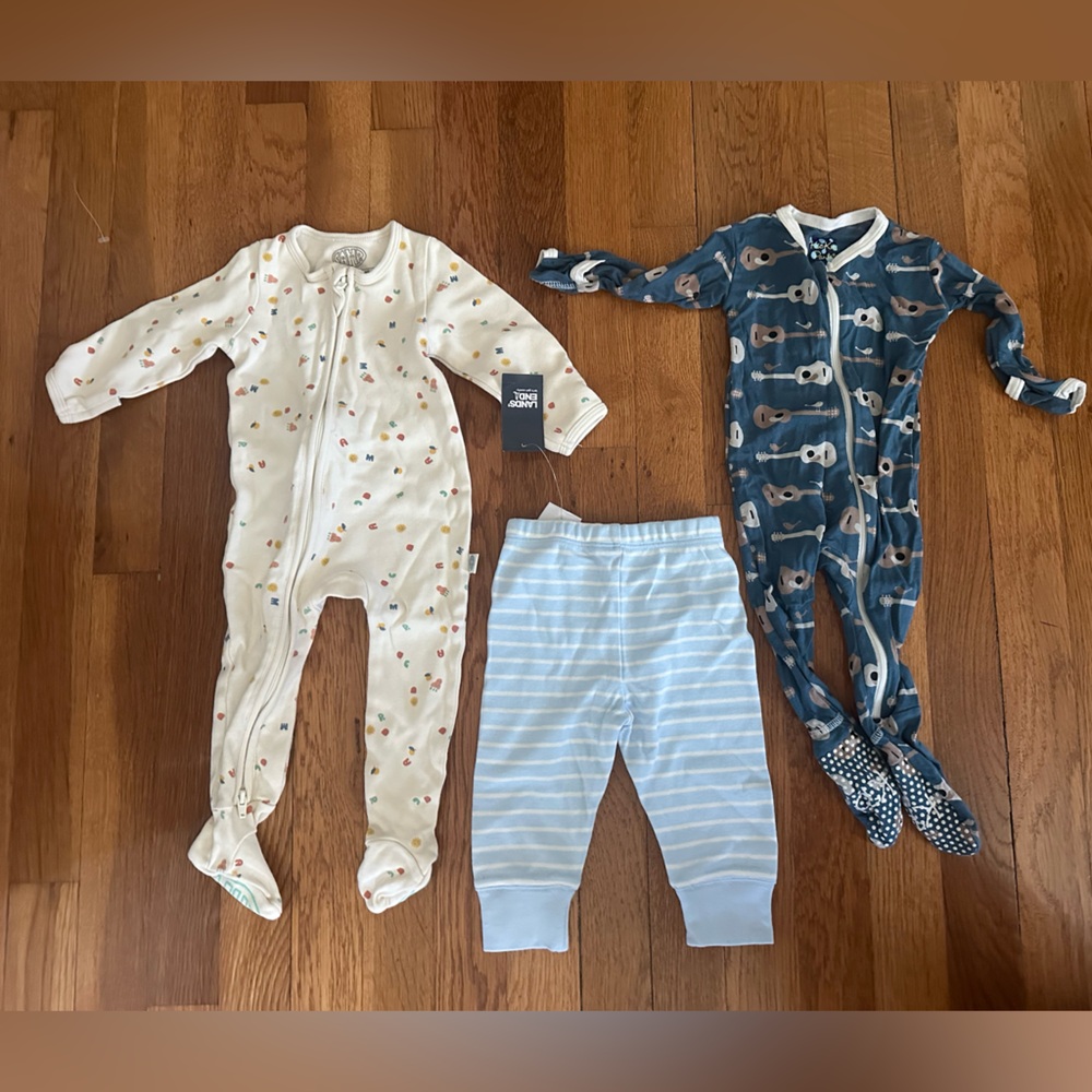 Carter's Kids One Piece Footies - Cream, Blue, White